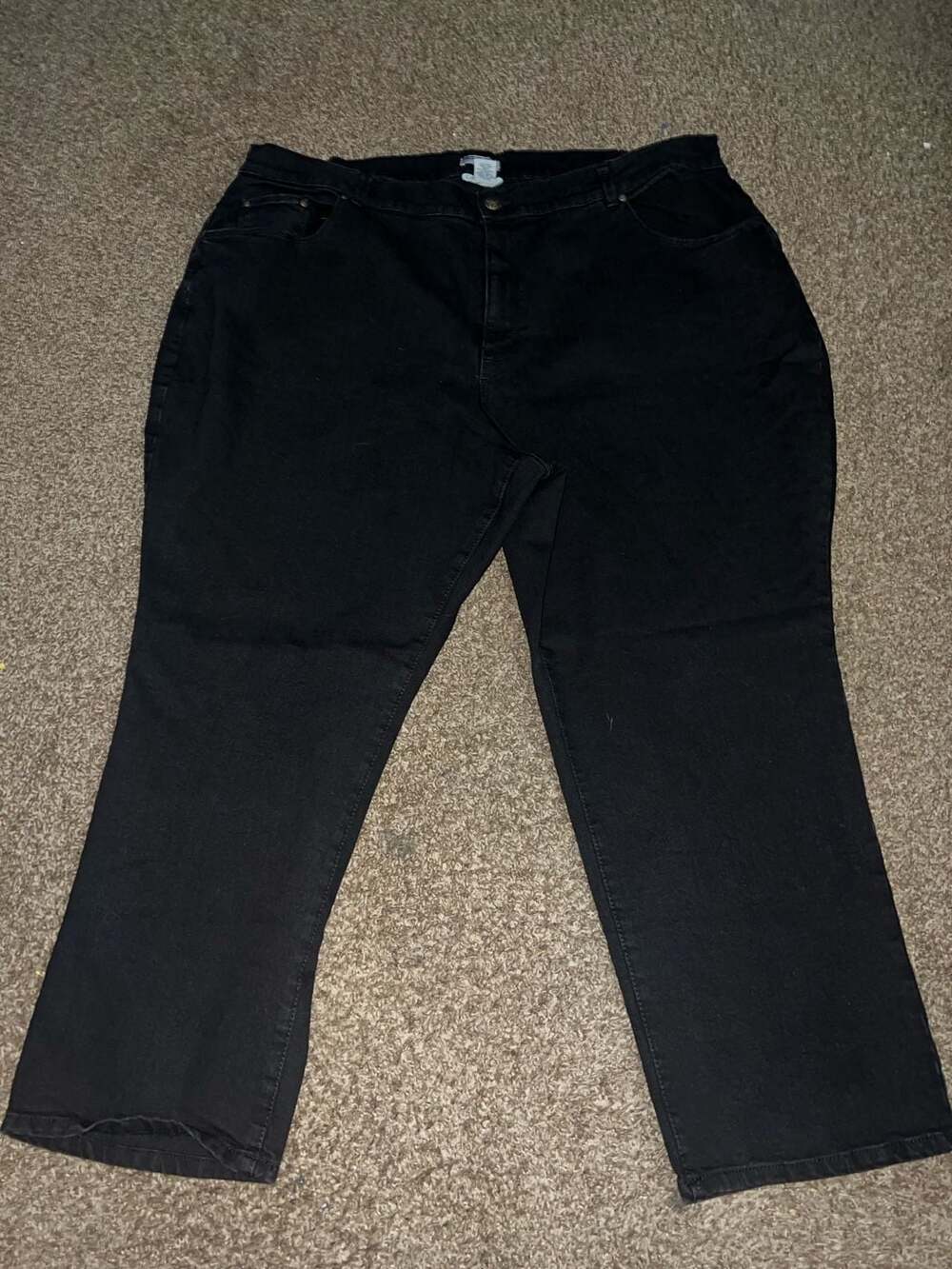 Catherines Right Fit Curvy Black Denim Straight Leg Jeans Size 24WP